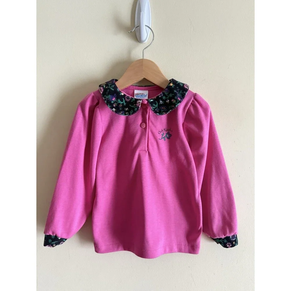 Vintage Oshkosh B'gosh The Genuine Article 4t Floral Corduroy Collar Girls Shirt